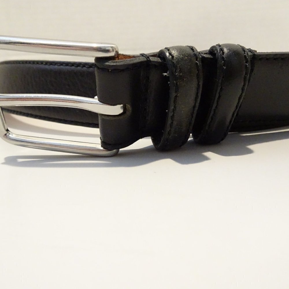 BOCONI Black Leather Belt Size 34 Career Dress - Picture 2 of 6